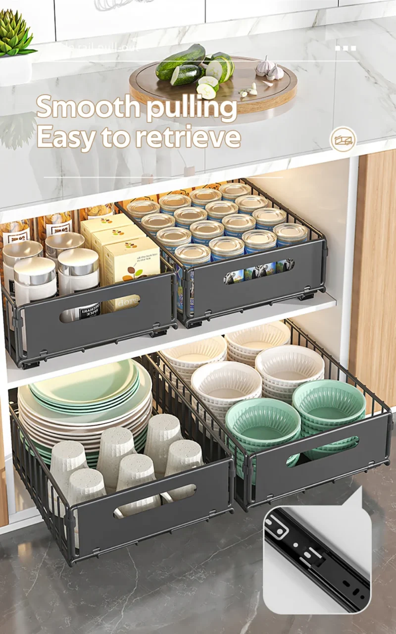 S84bada9a4915473aabdd67a5e7f4fe02C.webp Kitchen Storage Rack Pull Out Cabinet Organizer Slide Drawer Storage Tray Seasoning Bottle Spice Storage Rack Kitchen Organizer