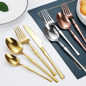 S85fa9c641d8d4f73ad7787eb9e1ddb588.webp 16pcs Gold Cutlery Set Forks Knives Spoons Dinnerware Dishwasher Safe Stainless Steel Western Tableware Silverware Wedding Gift