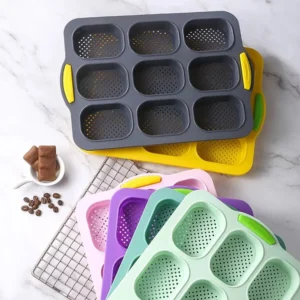 Bakeware 9 Grids Silicone Cake Mold Silicone Non-Stick Bread Baking Form Non-slip Reusable Silicone Baking Pan Baking Tool