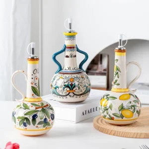 S8a7b311a87344b0eb3736703885c46de5.webp Hand-Painted Ceramic Oil Bottle Kitchen Storage Nordic Vinegar Oil Dispenser Cooking Utensil for Home Use Kitchen Seasoning Jar