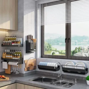 S8e2b19f5562c41c4b961e4b9118a493fP.webp Bowl Plate Drying Shelf Portable Kitchen Organizer Wall Mounted Dish Drainer Rack Kitchen Storage Shelves Tableware Holder