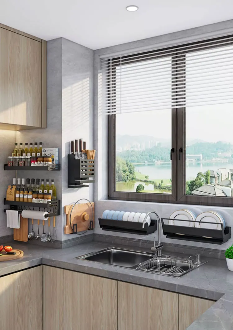 S8e2b19f5562c41c4b961e4b9118a493fP.webp Bowl Plate Drying Shelf Portable Kitchen Organizer Wall Mounted Dish Drainer Rack Kitchen Storage Shelves Tableware Holder