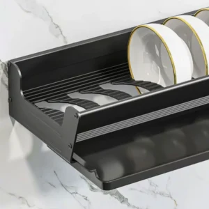 S8ec8f79482644c9690ee78d60e5aa274c.webp Bowl Plate Drying Shelf Portable Kitchen Organizer Wall Mounted Dish Drainer Rack Kitchen Storage Shelves Tableware Holder