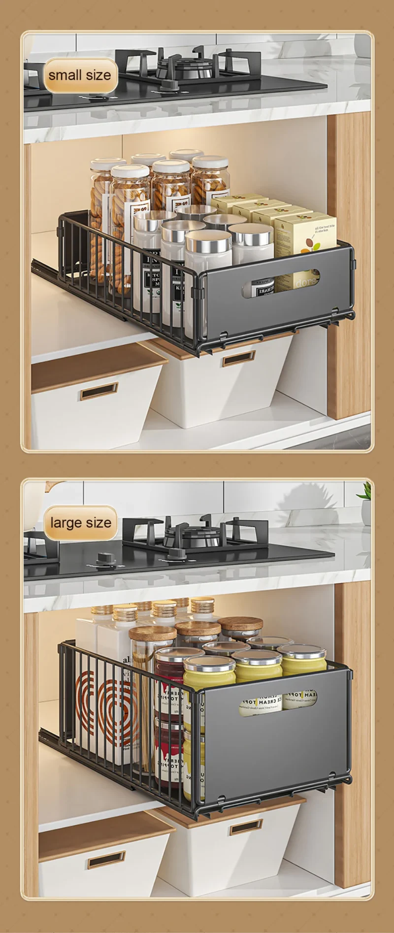 S97978438f96b4089b5619d41190e5de7E.webp Kitchen Storage Rack Pull Out Cabinet Organizer Slide Drawer Storage Tray Seasoning Bottle Spice Storage Rack Kitchen Organizer