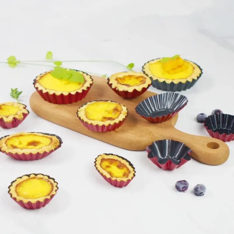 S97a742bc1c7b4a23ba4f25f5df3f45625-1.webp Bakeware Carbon Steel Egg Tart Molds Non-stick Mini Cake Mold Reusable Creative Tartlet Baking Mold Home