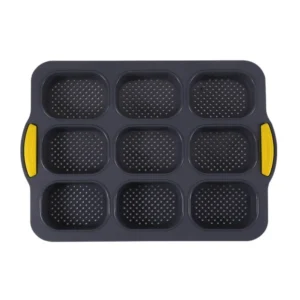 Bakeware 9 Grids Silicone Cake Mold Silicone Non-Stick Bread Baking Form Non-slip Reusable Silicone Baking Pan Baking Tool