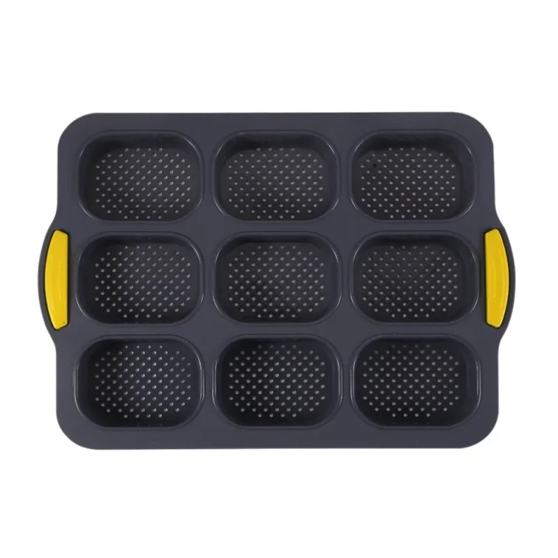 Bakeware 9 Grids Silicone Cake Mold Silicone Non-Stick Bread Baking Form Non-slip Reusable Silicone Baking Pan Baking Tool