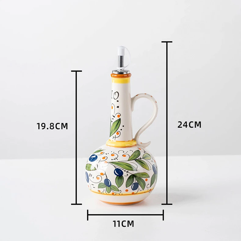 S9fd76d56deda427688f5f72e650a5227T.webp Hand-Painted Ceramic Oil Bottle Kitchen Storage Nordic Vinegar Oil Dispenser Cooking Utensil for Home Use Kitchen Seasoning Jar