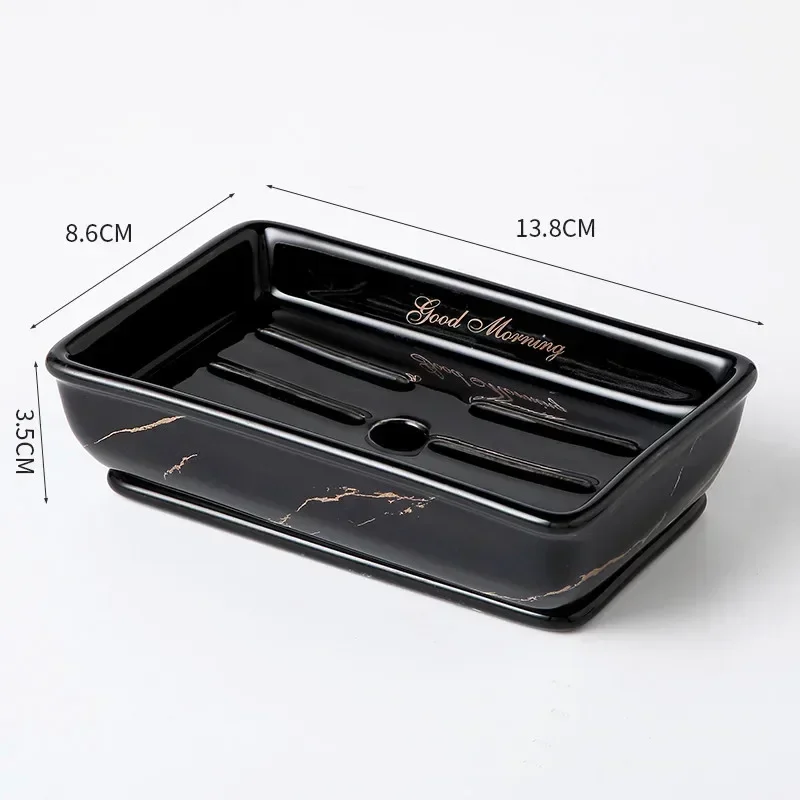 Light Luxury Soap Holder Ceramic Rectangle Household Bathroom Accessories Soap Dish Holders Restroom Organizer Kitchen Storage