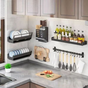 Sa61ffd4ede804045a61f24e5828f062dl.webp Bowl Plate Drying Shelf Portable Kitchen Organizer Wall Mounted Dish Drainer Rack Kitchen Storage Shelves Tableware Holder