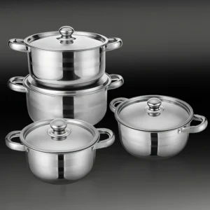 4pcs Stainless Steel Cookware Set with Heat Conduction Simmering Feature - Perfect for Soup, Noodles & More | Essential Kitchen