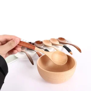 Coffee Dessert Tableware Wood Catering Scoop Hand-made Kitchen Tool Cooking Utensil Wooden Spoon Soup Spoon