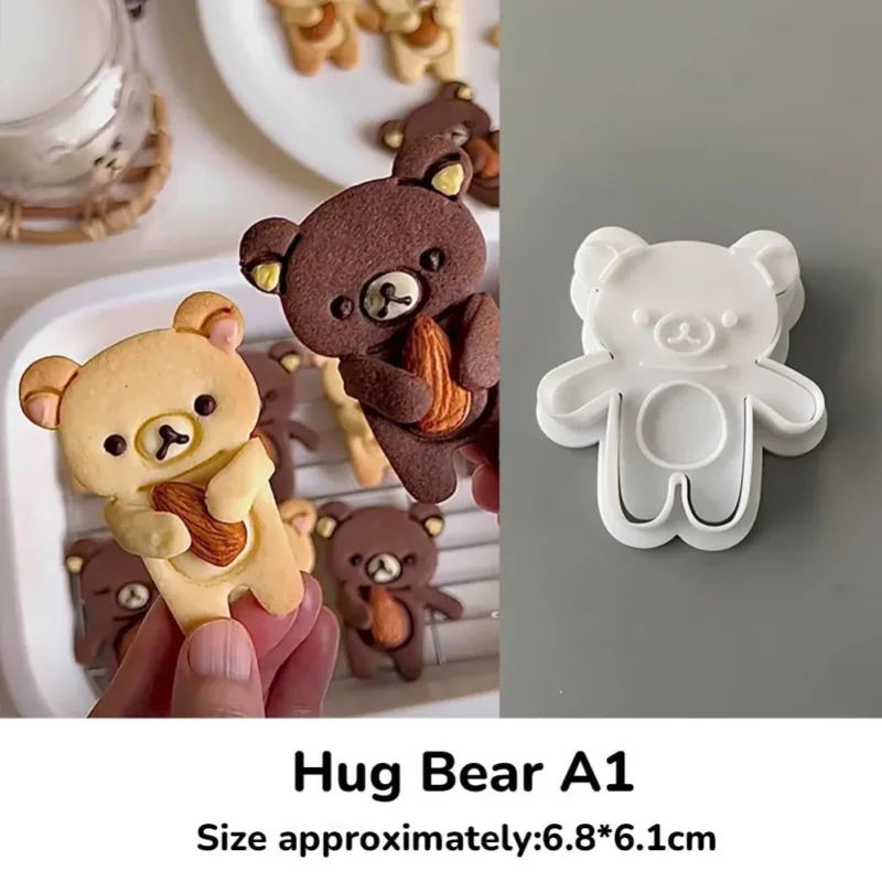Sa89206eda4ae4068b736c3e670a69784T.webp Cartoon Hug Bear Cookie Cutters Biscuit Mold Stamp Kitchen Baking Pastry Bakeware Dessert Baking Supplies