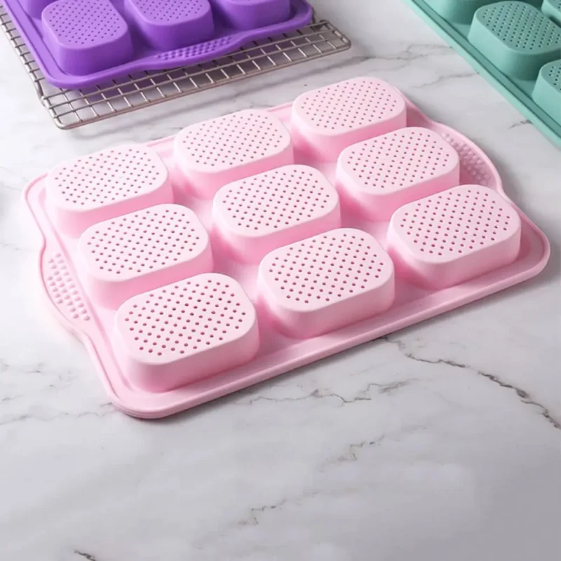 Bakeware 9 Grids Silicone Cake Mold Silicone Non-Stick Bread Baking Form Non-slip Reusable Silicone Baking Pan Baking Tool