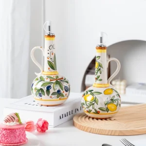 Sace794e6e16f4df79c1300edb9a59695x.webp Hand-Painted Ceramic Oil Bottle Kitchen Storage Nordic Vinegar Oil Dispenser Cooking Utensil for Home Use Kitchen Seasoning Jar