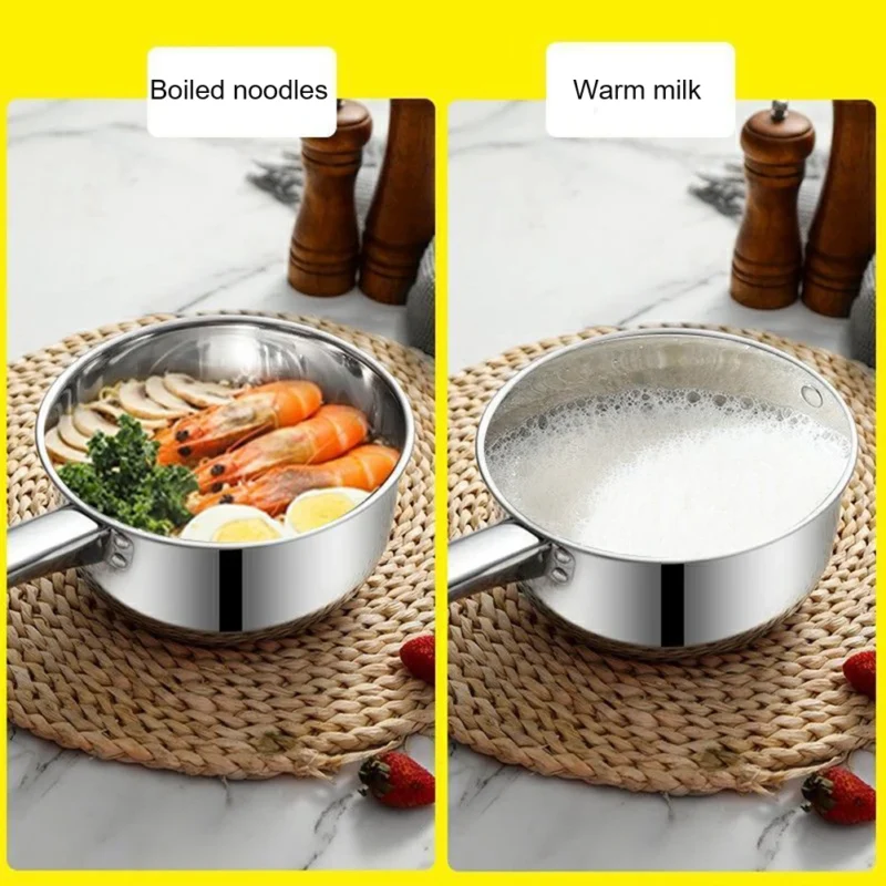 Saeeb1201805e4cb68b2b8e518f0464519.webp Stainless Steel Uncoated Nonstick Saucepan Household Milk Cooking Pot Frying Pan Induction Cooker Gas Stove Kitchen Utensils