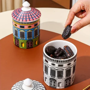 Saf3a7e652bd34570b45e1a7db9461459p.webp Nordic Inspired Ceramic Storage Jar with Lid Kitchen Dining Container for Coffee Beans Tea Flour Sugar Bottle Kitchen Storage
