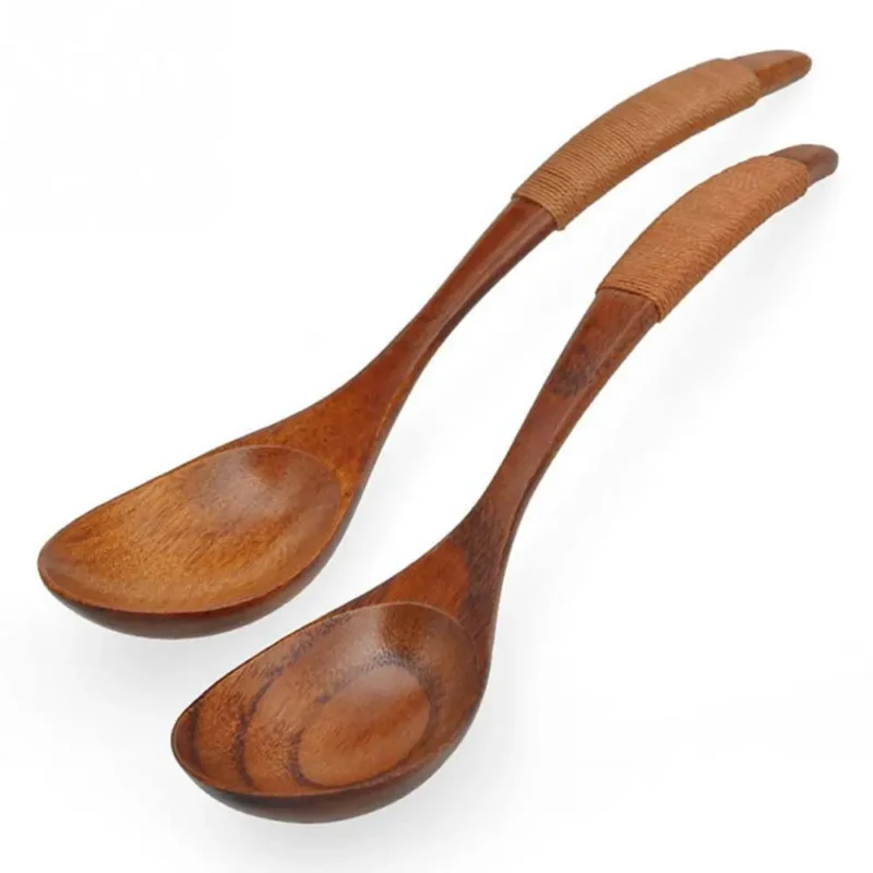 Coffee Dessert Tableware Wood Catering Scoop Hand-made Kitchen Tool Cooking Utensil Wooden Spoon Soup Spoon