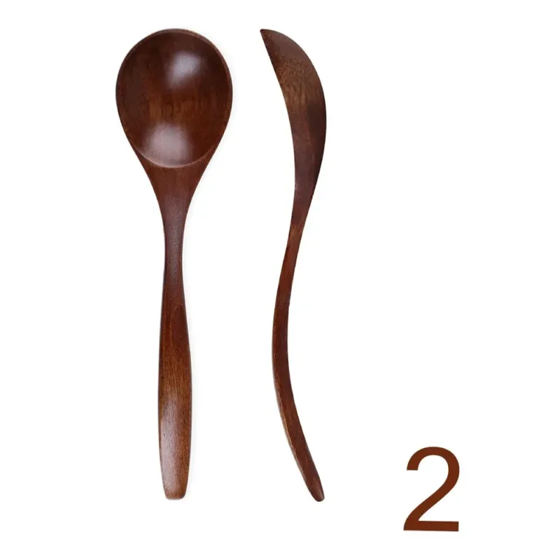 Coffee Dessert Tableware Wood Catering Scoop Hand-made Kitchen Tool Cooking Utensil Wooden Spoon Soup Spoon