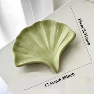 Ceramic Ginkgo Shaped Soap Holder, Household Drainage Soap Tray Holder, Bathroom Accessories, Bathroom Organizer Kitchen Storage