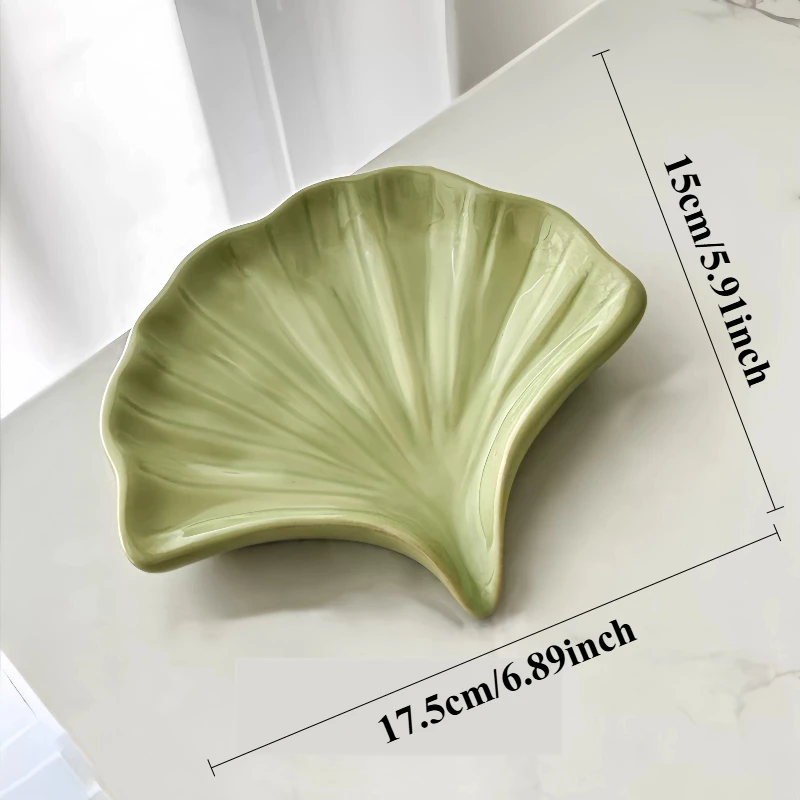 Ceramic Ginkgo Shaped Soap Holder, Household Drainage Soap Tray Holder, Bathroom Accessories, Bathroom Organizer Kitchen Storage