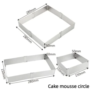 Sb7a408f10a7b4877bf9c431d6e430156M.webp Bakeware Stainless Steel Adjustable Mousse Ring DIY Cake Decorating Mould Square Cake Mold Dessert Baking Tool