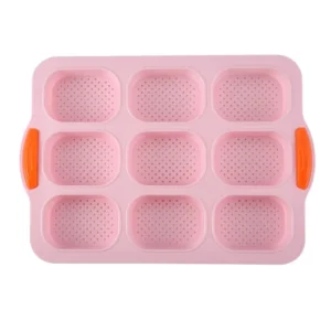 Bakeware 9 Grids Silicone Cake Mold Silicone Non-Stick Bread Baking Form Non-slip Reusable Silicone Baking Pan Baking Tool