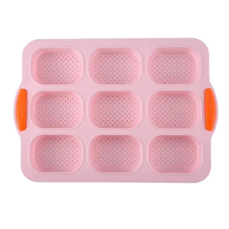 Bakeware 9 Grids Silicone Cake Mold Silicone Non-Stick Bread Baking Form Non-slip Reusable Silicone Baking Pan Baking Tool