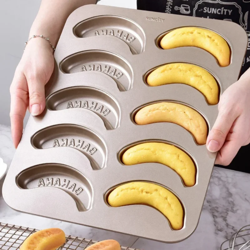 Sbbb0057066b3448eb5c0170b0b1c097ef.webp 10 Hole Baking Pan Carbon Cake Baking Mold Baking Tray Non-Stick Muffin DIY Banana Cake Pan Moulds Baking Pans Bakeware Tools