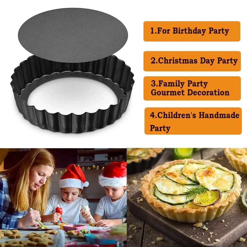 Baking Cake Molds Alloy Round Non Stick Tart Quiche Pans Removable Bottom Pie Pizza Baked Mould Cup Bakeware Alloy Kitchen Tool