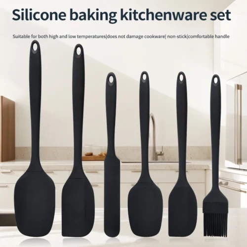 Sbd8c0c5d48984eb7913faf37e16f056ea.webp Silicone Kitchenware 6-Piece Set, Cream Scraper, Spatula, Oil Brush, Size Scraper Set Baking Tool, Non-Integrated Hand