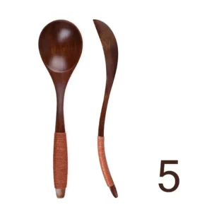 Coffee Dessert Tableware Wood Catering Scoop Hand-made Kitchen Tool Cooking Utensil Wooden Spoon Soup Spoon