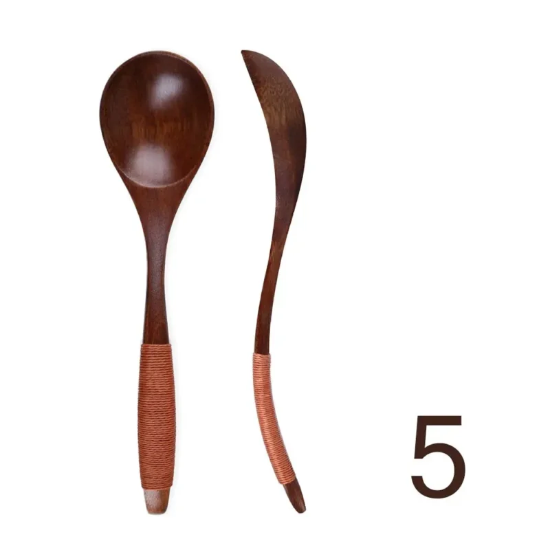 Coffee Dessert Tableware Wood Catering Scoop Hand-made Kitchen Tool Cooking Utensil Wooden Spoon Soup Spoon
