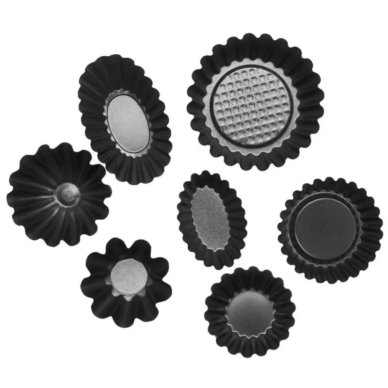 Sc395e62fba9e4ebf9ec43c462b933cccp.webp Bakeware Carbon Steel Egg Tart Molds Non-stick Mini Cake Mold Reusable Creative Tartlet Baking Mold Home
