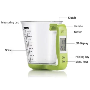 Kitchen Scales with LCD Display 1000g/1g Measuring Cup Kitchen Mixing Bowl Temperature Measurement Cups Kitchen Baking Tools