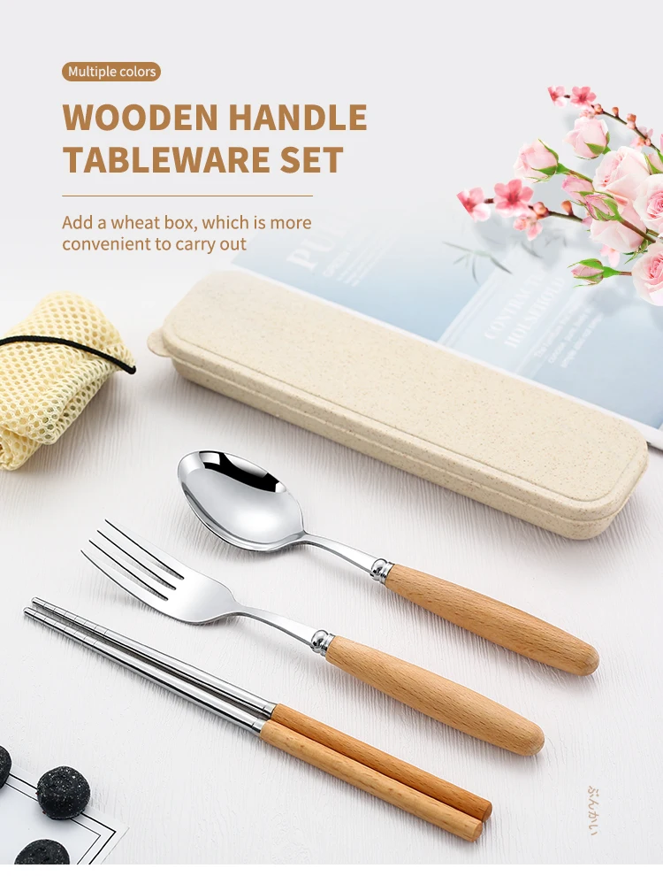Sc3eb68bc983646bc84da44944db74da4c.webp 304 Dinnerware Set Flatware Stainless Steel Portable Cutlery Sets Camping Travel Set Case Knife Fork Spoon Kitchen Accessories
