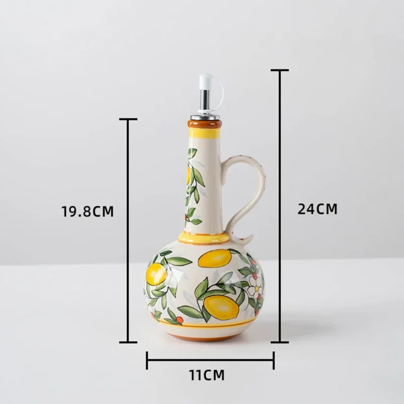 Sc65935dd405945faac0ba2a2fba82716Q.webp Hand-Painted Ceramic Oil Bottle Kitchen Storage Nordic Vinegar Oil Dispenser Cooking Utensil for Home Use Kitchen Seasoning Jar