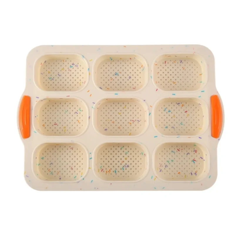 Bakeware 9 Grids Silicone Cake Mold Silicone Non-Stick Bread Baking Form Non-slip Reusable Silicone Baking Pan Baking Tool