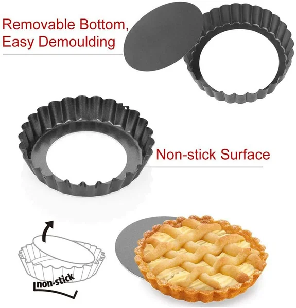 Baking Cake Molds Alloy Round Non Stick Tart Quiche Pans Removable Bottom Pie Pizza Baked Mould Cup Bakeware Alloy Kitchen Tool