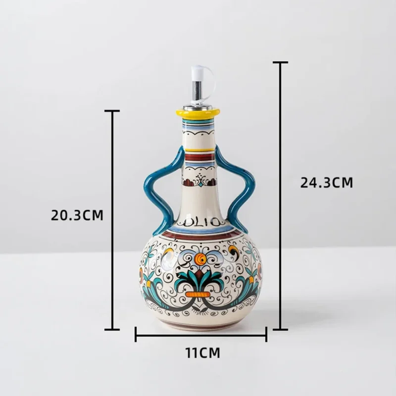 Sc9365f331c39466a9c406b51c557f68cI.webp Hand-Painted Ceramic Oil Bottle Kitchen Storage Nordic Vinegar Oil Dispenser Cooking Utensil for Home Use Kitchen Seasoning Jar