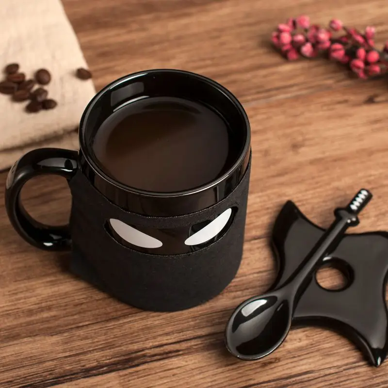 Sca35af1cbe664c3fb28f953ecdf75f7b8.webp Ninja Mugs Water Cup Creative Funny Mugs with Lid Spoon Set Porcelain Kitchen Utensils Drinkware Mug Coffe Kawaii Cup