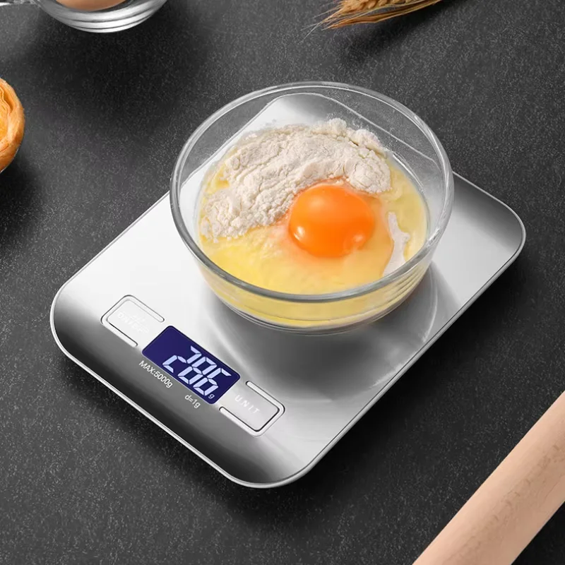 Sd5418f77d1c441fda8f7b8181a003b9e9.webp 5kg/1g Multifunction Electric Digital Kitchen Food Scale LCD Display, High Precise Waterproff Measuring Scale Stainless Steel