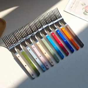 Colorful 316 Stainless Steel Western Cutlery Set, French Clasp Handle Steak Knives, Dessert Forks Spoons Flatware Collection