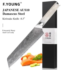 F.YOUNG 8.5" Japanese Kiritsuke Knife Damascus Steel Kitchen Professional Chef Knife Sharp Slicing Cleaver Cooking Tools Cutlery