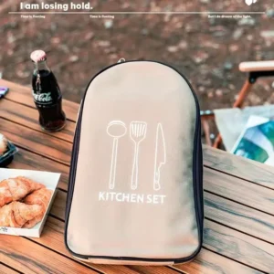 Outdoor Cookware 8-piece Set Camping Kitchen Utensils Portable Stainless Steel Tableware Camping Picnic Supplies BBQ Tools