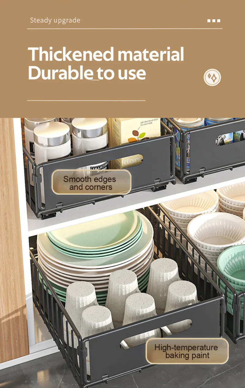Se2d0be9872894fde82697a7c67e7a276e.webp Kitchen Storage Rack Pull Out Cabinet Organizer Slide Drawer Storage Tray Seasoning Bottle Spice Storage Rack Kitchen Organizer