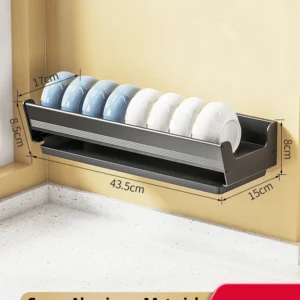 Se81f8a2695234312a41db81c333da130V.webp Bowl Plate Drying Shelf Portable Kitchen Organizer Wall Mounted Dish Drainer Rack Kitchen Storage Shelves Tableware Holder