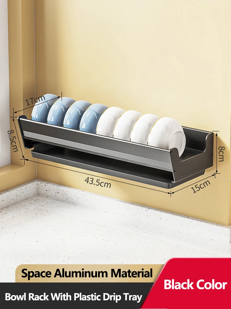 Se81f8a2695234312a41db81c333da130V.webp Bowl Plate Drying Shelf Portable Kitchen Organizer Wall Mounted Dish Drainer Rack Kitchen Storage Shelves Tableware Holder