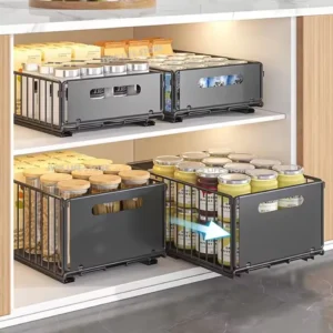 Se9893f4b828c4727871dfc9fd5a2d0c5M.webp Kitchen Storage Rack Pull Out Cabinet Organizer Slide Drawer Storage Tray Seasoning Bottle Spice Storage Rack Kitchen Organizer