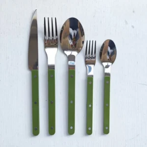 Colorful 316 Stainless Steel Western Cutlery Set, French Clasp Handle Steak Knives, Dessert Forks Spoons Flatware Collection